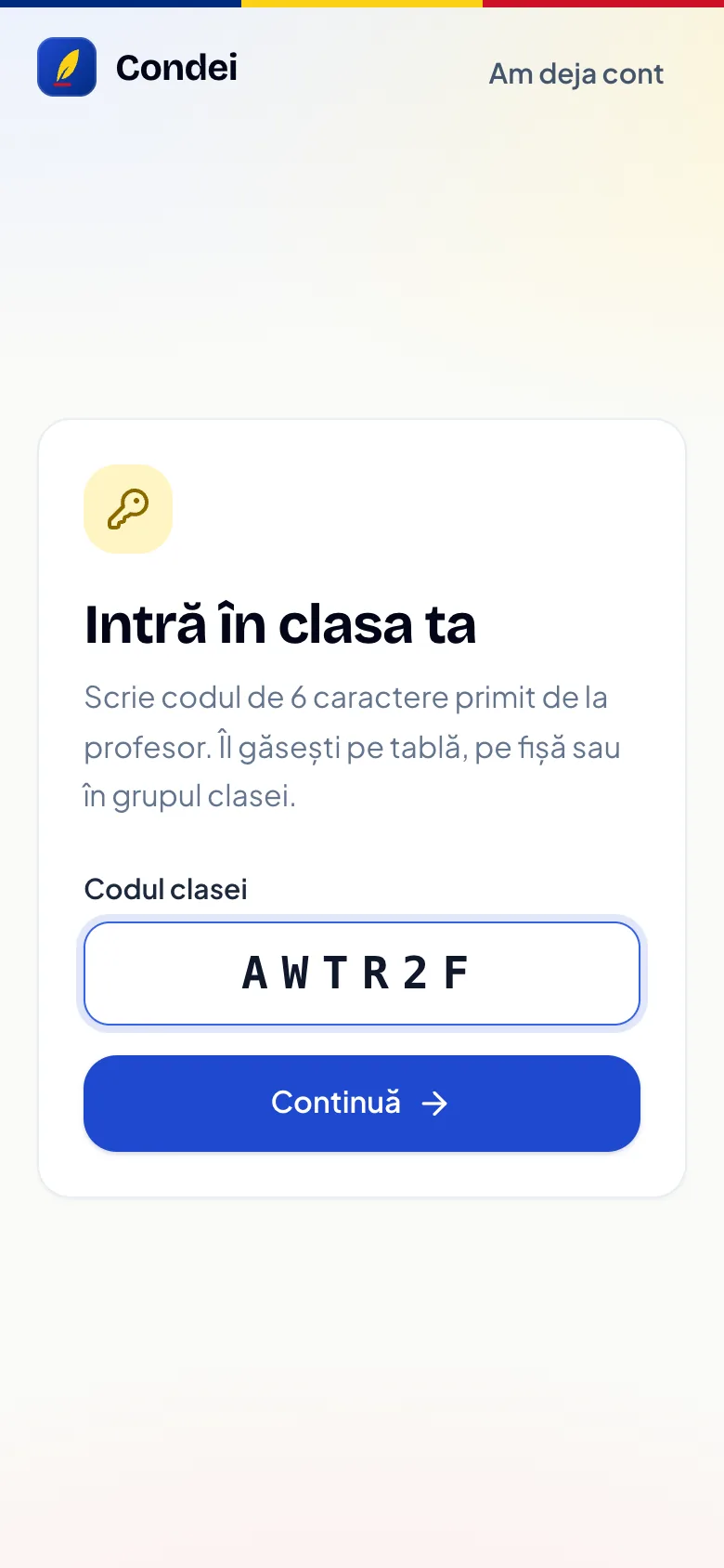 Elevul scrie codul clasei